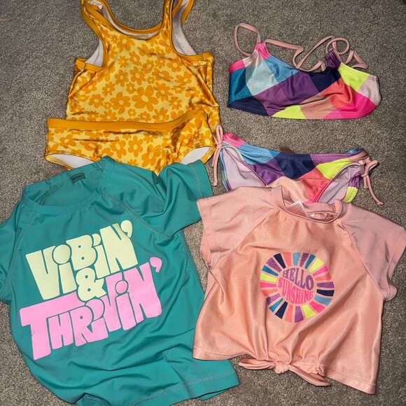 Toddler Girls 4/5 Swimsuit Bundle | 6 items | Rashguards & Swim Sets - Picture 1 of 4